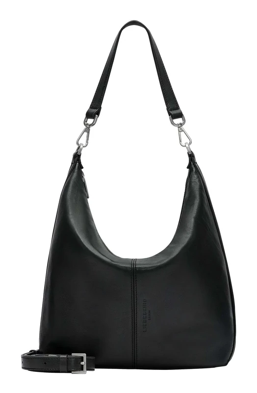 Liebeskind Berlin Paris M Women's Shoulder Bag - Leather Hobo Bag with Shoulder and Crossbody Straps - Women's Shoulder Bag, Spacious Main Compartment with Zip and Two Inner Compartments, 01 black, M