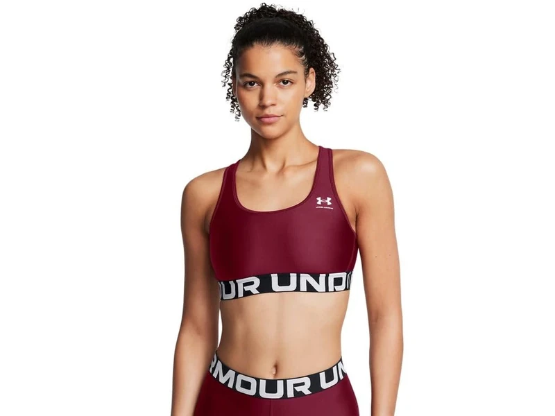 Under Armour Women's HeatGear Authentics Medium Support Bra Opaque, Cardinal White, XS