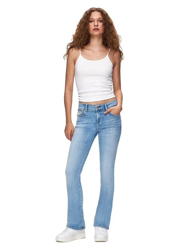 LTB Jeans Women's Fallon 400 Bootcut Mid Rise Basic 5-Pocket Light Wash Blue Cotton Blend Size W27L34, Blue, 27W x 34L