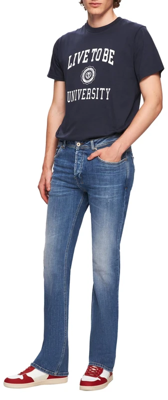 LTB Jeans Men's Tinman 400 - Bootcut Mid Rise Basic 5-Pocket Medium Wash Blue Cotton Blend - Size W34L32, Blue, 34 W/32 L