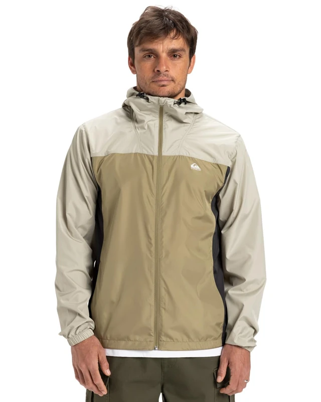 Quiksilver Hooded Windbreaker Jacket OVERCAST WINDBREAKER Men Beige XS