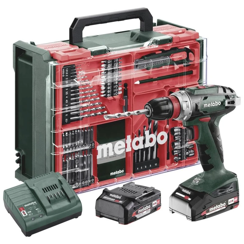 Metabo BS 18 Quick Set 602217710 Drill Driver Battery 18V 2Ah Li-Ion Brushless, incl. 2x Batteries, incl. Case, in