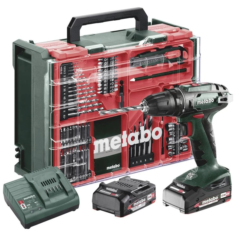 Metabo BS 18 Cordless Drill Driver Kit - 18V with 74 Pieces