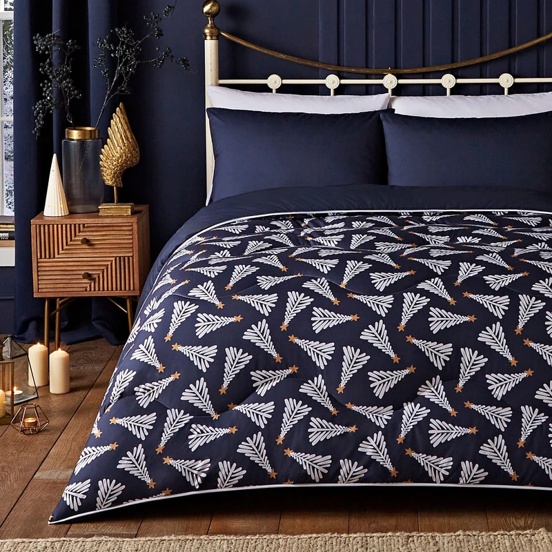 Night Lark Coverless Duvet and Pillowcase Set - 10.5 Tog - King - Limited Edition Festive Trees - Luxury Bedding - Hypoallergenic - Machine Washable - Image 1