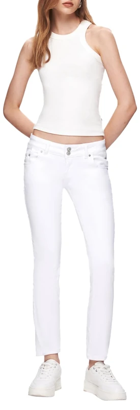 LTB Jeans Women's Molly 200 Slim Low Rise Basic 5-Pocket Light Wash White Cotton Blend Size W24L34, White, 24 W/34 L