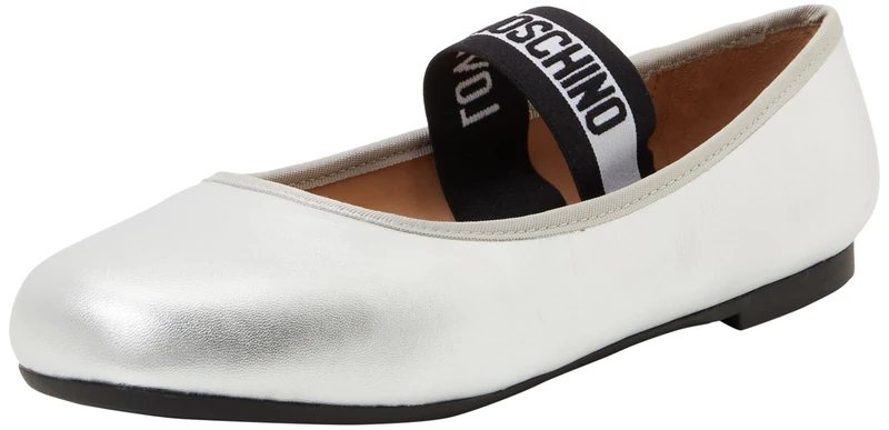 Love Moschino Women Polja11071g0mif090237 Ballet Flat, Silver, 5 UK
