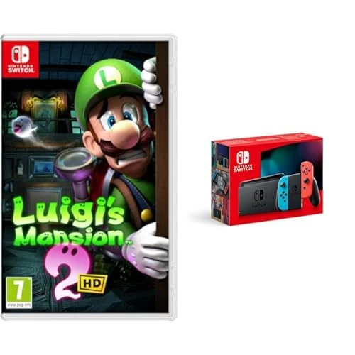 NINTENDO Switch & Luigi's Mansion 2 HD Bundle – Neon Red & Blue
