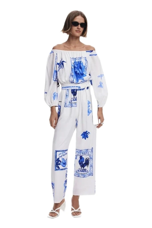 Desigual Tamesis White & Blue Jumpsuit 25SWPW06