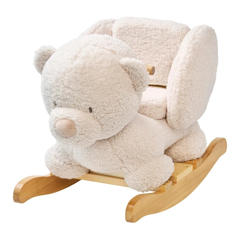 Nattou Rocking Toy, Teddy Bear “TEDDY” in Ecru, 59 cm – Plush Ride-On Rocker for Infants and Toddlers