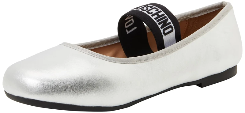 Love Moschino Women Ja11071g0m Ballet Flat, Silver, 4 UK