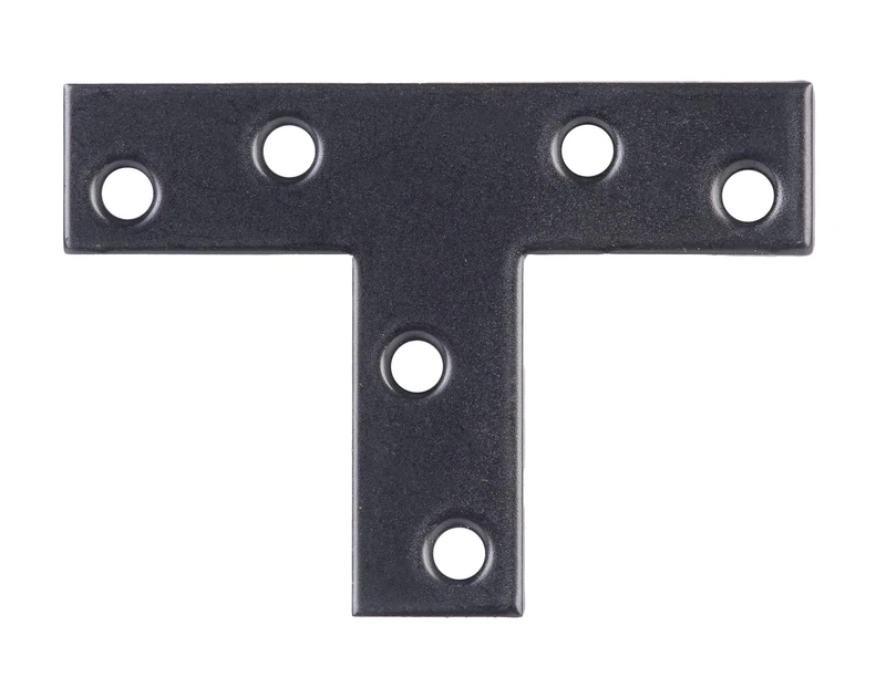 Alberts 824952 Flat Connector - T-Shape - galvanised - Black - Powder-Coated - 70 x 50 x 16 mm | Set of 50