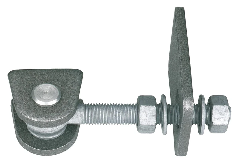 Alberts 852344 Gate Hinge | for 180° Opening | Short Version | hot-dip galvanised Screws and Nuts, Stainless Steel Bolts and Cotter pins | M12 Thread | Set of 10