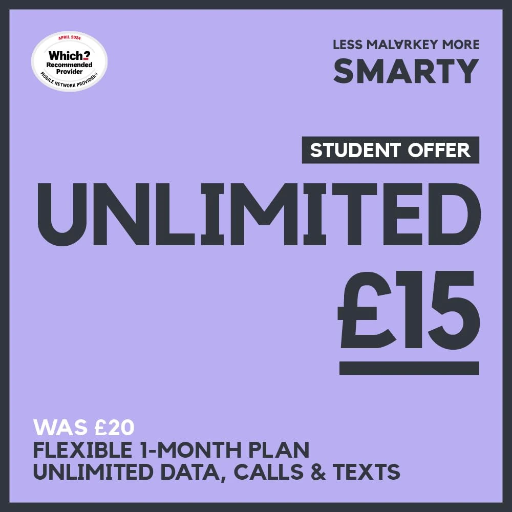 SMARTY SIM - £15 Per Month Exclusive Unlimited Student Deal - Affordable, No Hassle, Straightforward SIM Deal