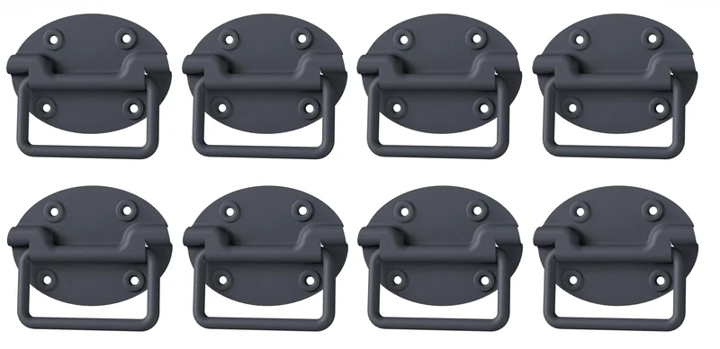 Alberts 839314 Box Handle | Ovado | galvanised, Graphite Gray Plastic Coated | 110 x 80 mm | Set of 8