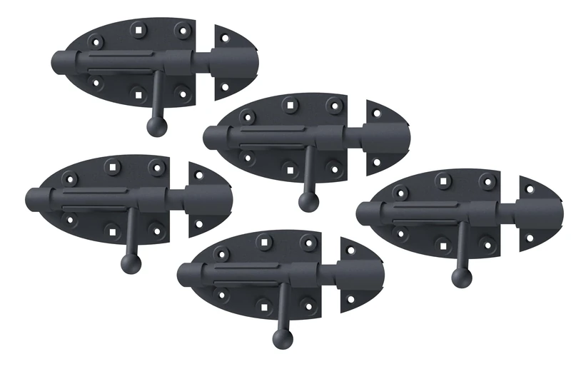 Alberts 849122 Bolt Bolt with Round Handle | Ovado | Graphite Gray Plastic Coated | 112 x Ø16 mm | Set of 5