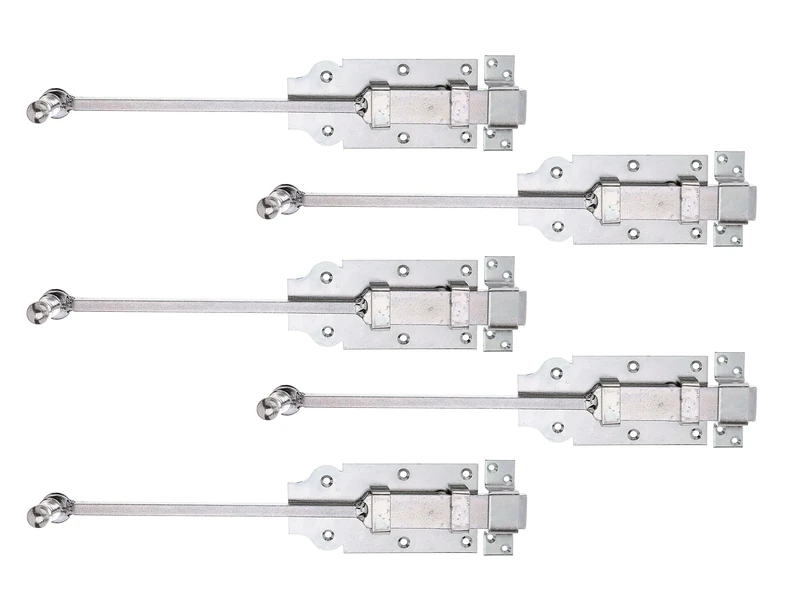 Alberts 841607 Door bar Bolt | with knob Handle and Fastened Loop | electrogalvanised Yellow | 365,8 x 80 mm | Set of 5