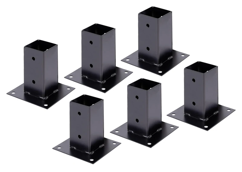 Alberts 825195 Bolt Down Post Support - Black - Powder-Coated - 71 x 71 mm | Set of 6