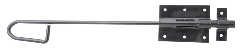 Alberts 863319 Bolt Lock Bolt | with Attached Loop | Black Plastic Coated | Plate 90 x 67 mm | Bolt Ø13.5 x 400 mm | Set of 10