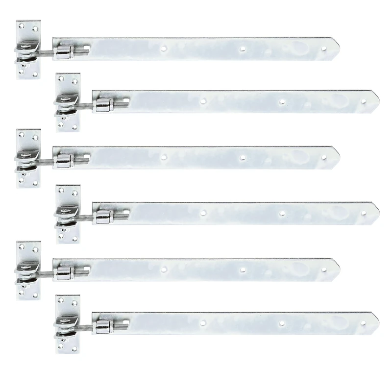 Alberts 846022 Shutter Hinge | Straight, Round end, Adjustable by 30 mm | electrogalvanised, Thick-Layer-passivated | 460 x 40 mm | Set of 6