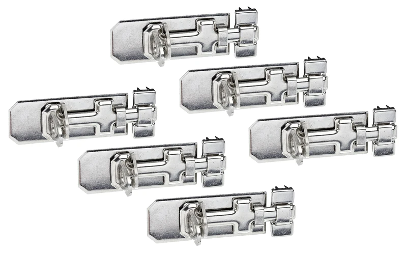 Alberts 858391 Security Lock Bolt | with Flat Handle and Fixed Loop | Stainless Steel | Plate 100 x 40 mm | Set of 6 - Image 1