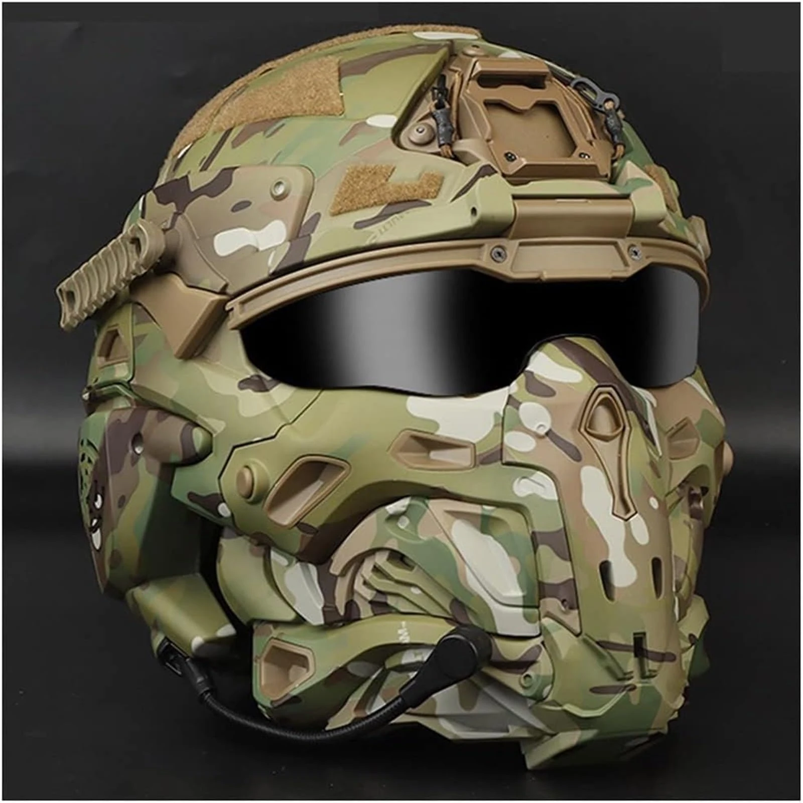 Fast Airsoft Tactical Helmet With Removable Mask Airsoft Paintball Integrated Protective Helmet Tactical Protective Helmet(B)