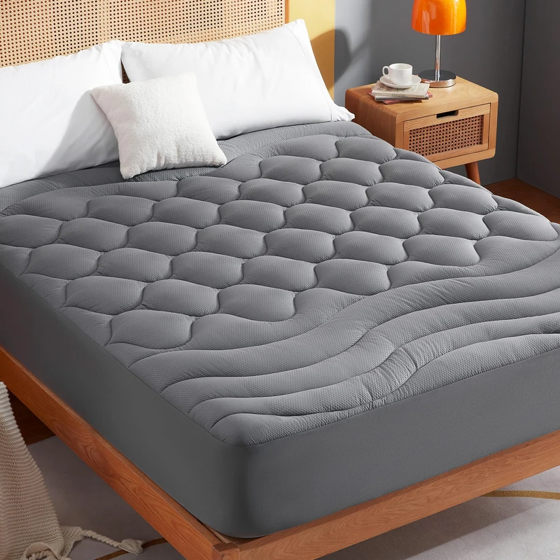 Sonive Mattress Topper 180 x 200 cm, Super King Mattress Protector, Grey 38cm Deep Pocket, Quilted Super Fluffy & Breathable Microfiber Mattress Pad