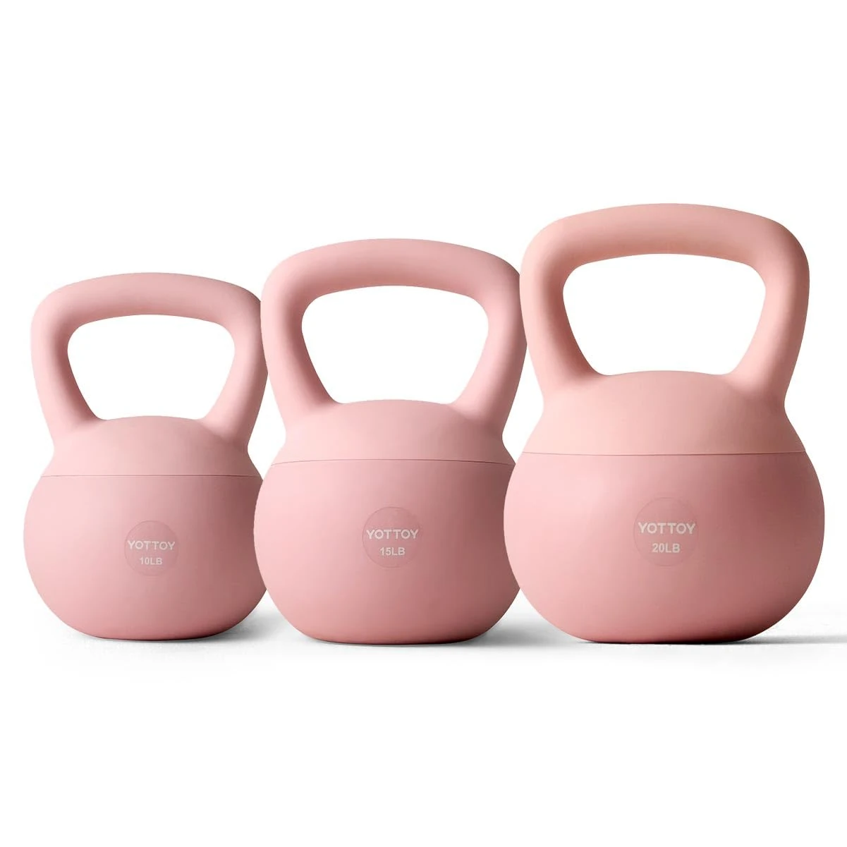 YOTTOY Soft Kettlebell,Kettlebell Anti-Slip Grip Weight for Home Workouts, Kettlebells Set Strength and Safety Guaranteed (Pink, 10-15-20 LB)