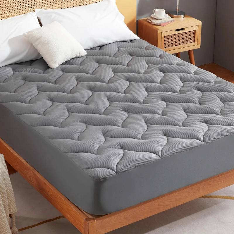 Sonive Super King Mattress Topper 180 x 200 cm, Super King Mattress Protector, Grey 30cm Deep Pocket, Quilted Super Fluffy & Breathable Microfiber Mattress Pad