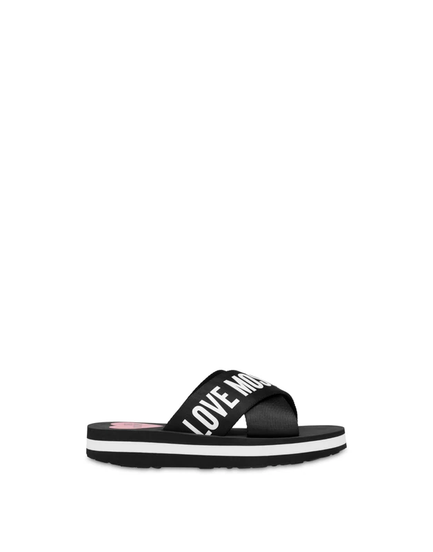 Love Moschino POLJA28324G0MIX3000, Women's Sandals, Black, EU 38, Black, 6 UK