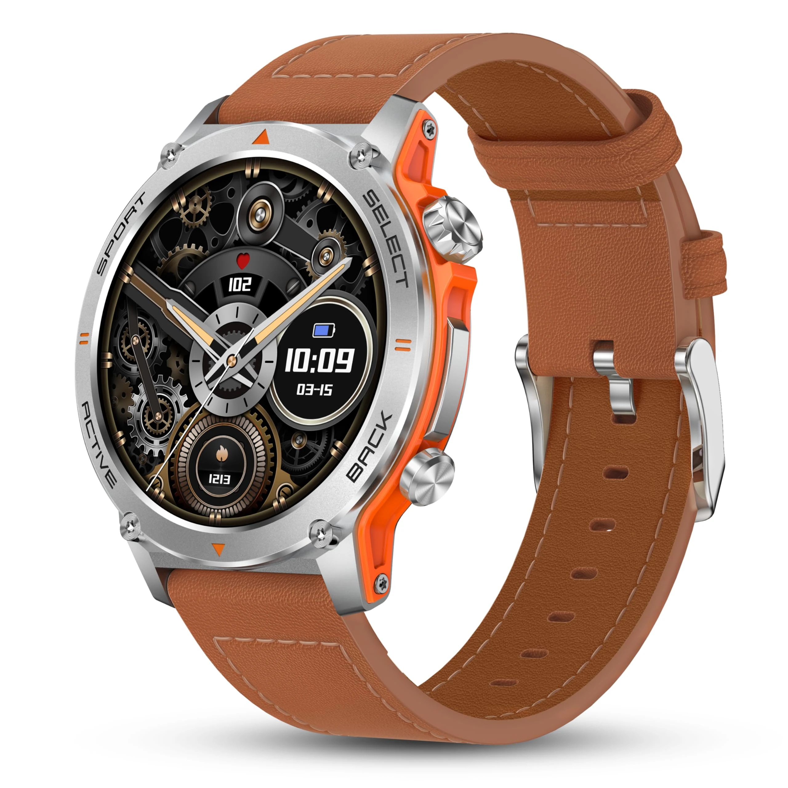 Smart Watch, 1.43''AMOLED 45mm Military Smartwatch Men Women Answer/Make Call, Digital Fitness Watch, 110+ Sports, Blood Pressure, Heart Rate, Stress Monitor Sports Watch for Android or iOS