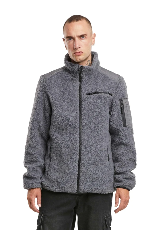 Brandit Men's Teddyfleece Ramble Jacket Teddy Fleece, Charcoal, L