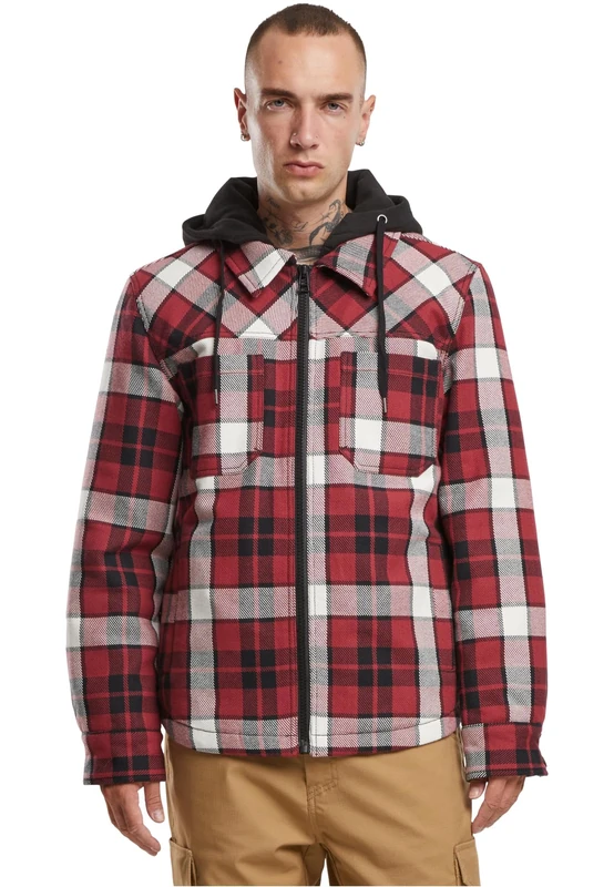 Brandit Top Heavy Twill Jacket, Color: red-black-ch, Size: L