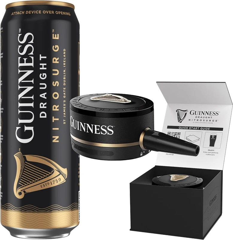 Guinness Draught Nitrosurge Device & Beer Cans Bundle│ 4.1% vol │ 10x558ml | Perfect Pub Pour at Home │ Starter Pack Device & Cans Bundle │ Ideal for Gatherings | Official Beer of the Premier League