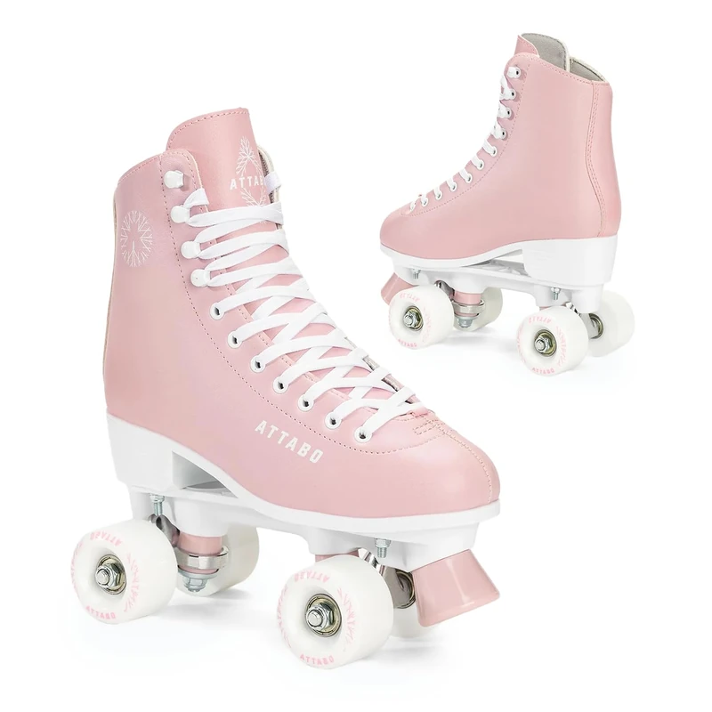 ATTABO Serena Women's Roller Skates Size 38 EU Size Adjustable ABEC-3 Aluminium Skate Leather Upper Toe Protection Safe Braking Precision Fit 82A Wheels