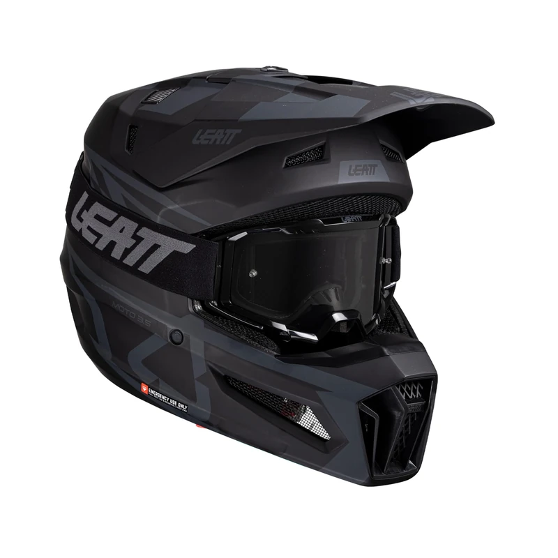 HELMET WITH GOGGLES LEATT KIT MOTO 3.5 V25 STEALTH (55-56CM) S