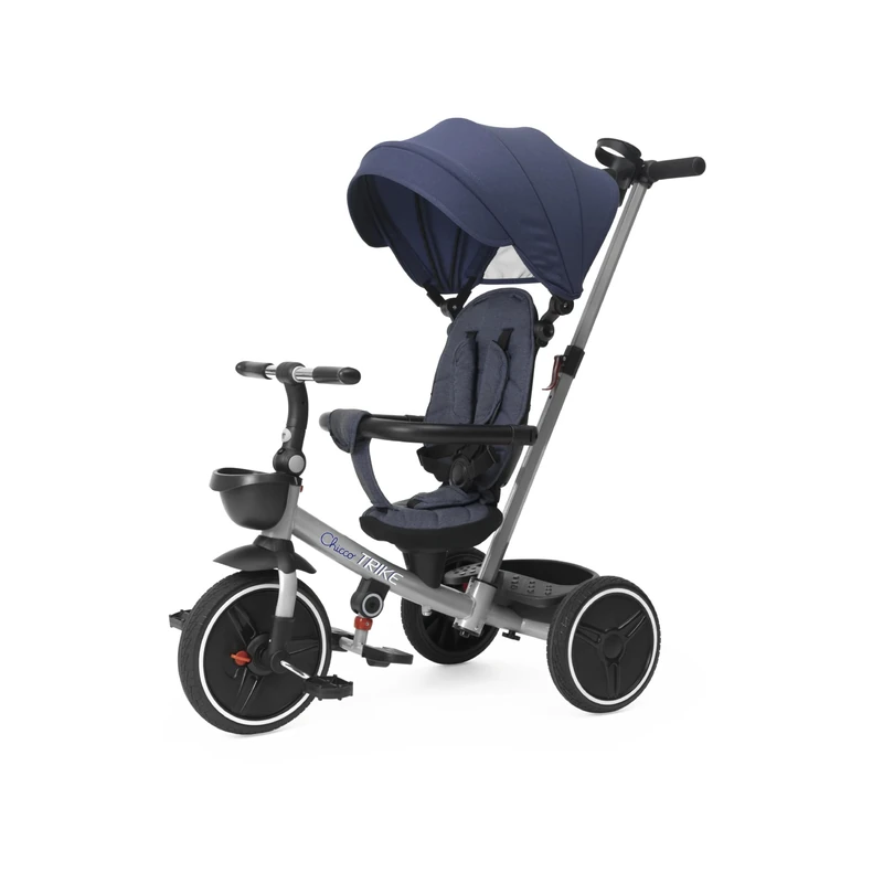 Chicco Evolutive 4-in-1 Trike, Suitable from 6 Months to 5 Years, 5 Point Safety Harness, Parent and World Facing Swivel Seat, Removable Canopy, Cup Holder and Bag Hook, Blue, 00012136000000