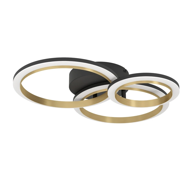 Eglo LED Ceiling Light Fitting Calliera, Step dimmable Ceiling lamp, Office and Kitchen Lighting, Metal and Plastic in Black and Brass, Neutral White, 44.5 x 49 cm