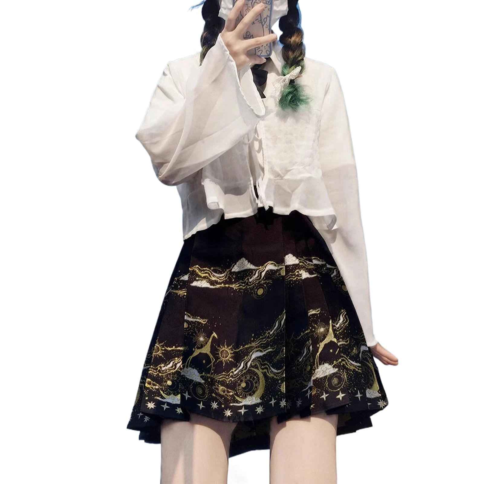 Pear-Shaped Body Han Elements Chinese Style Short Horse Face Skirt Mini Skirt Women Spring as Show XS