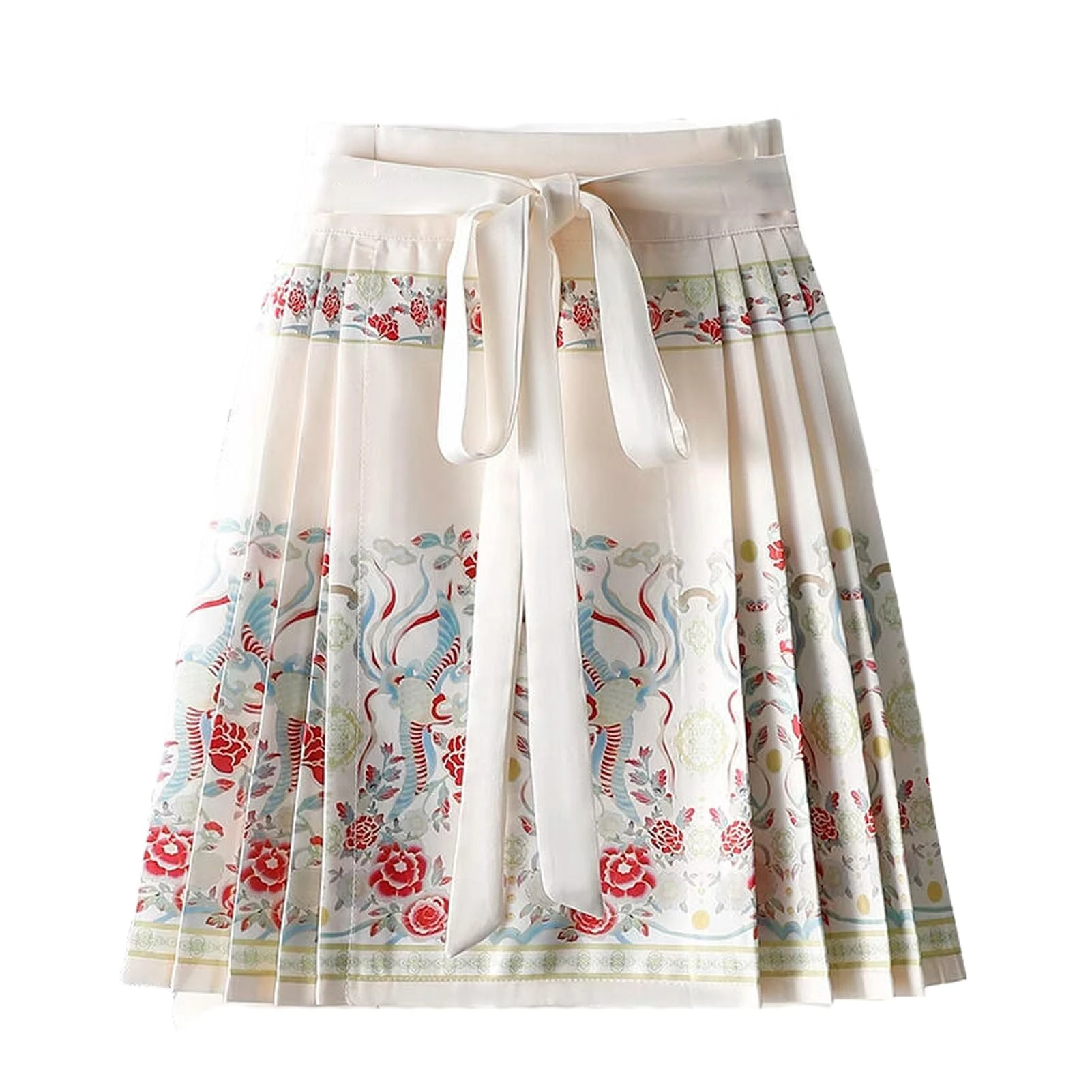 Spring Summer Mini Skirt Pleated Skirt High Waist Slim Fit Chinese Style Hanfu Short Horse Face Skirt White XS