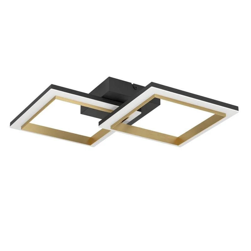 Eglo LED Ceiling Light Fitting Calliera, Step dimmable Ceiling lamp, Office and Kitchen Lighting Made of Metal and Plastic in Black and Brass, Neutral White, 31 x 52.5 cm
