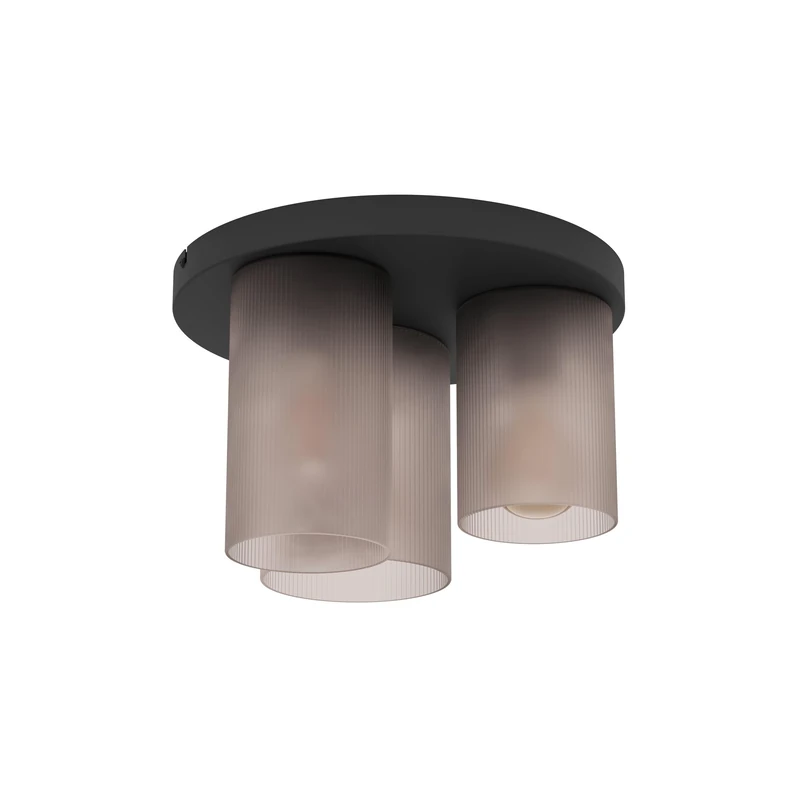 Eglo Ceiling lamp Colomera, Elegant Glass Ceiling Light Fitting, Living Room Lighting Made of Metal in Black and Smoked Glass, E27 Socket, Ø 35 cm