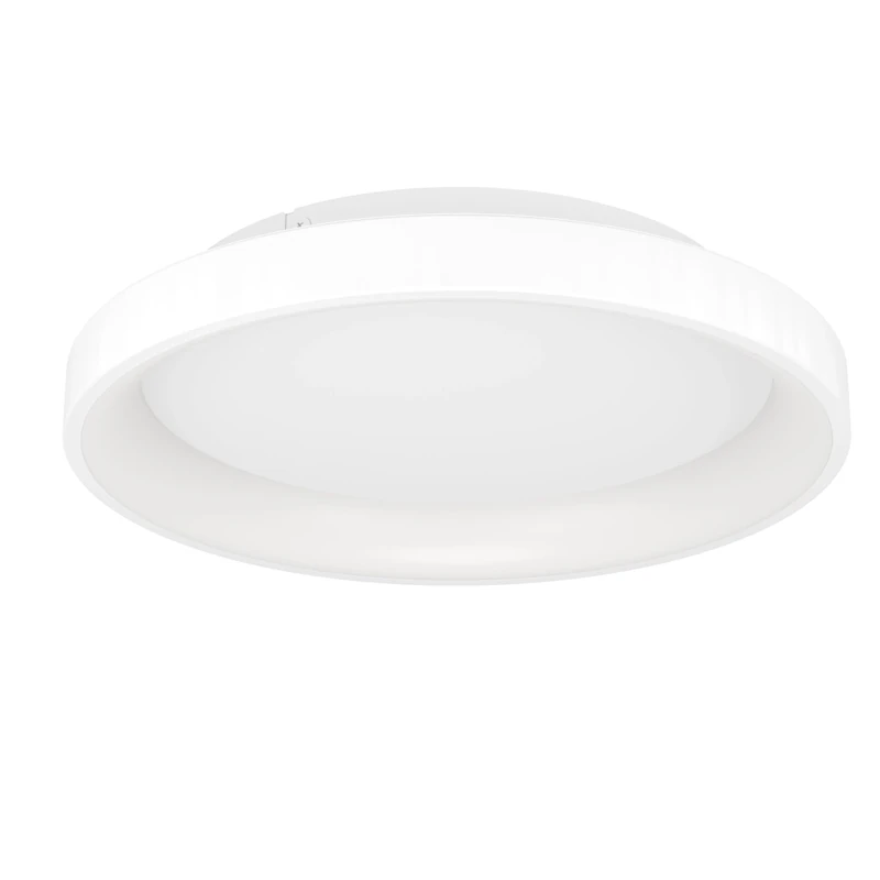 Eglo LED Ceiling Light Fitting Loretello, Round Ceiling lamp, Office Lighting dimmable with Remote Control, White Metal and Plastic, Warm White-Cold White, Ø 35 cm