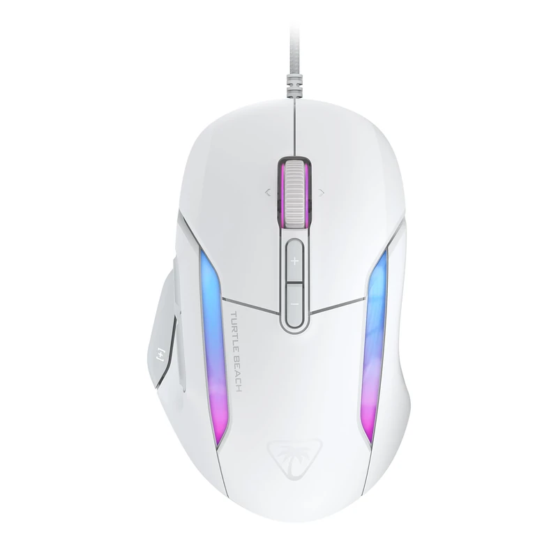 TURTLE BEACH Kone II – Wired Ergonomic RGB Gaming Mouse, 26K DPI Optical Sensor, 100M Click Life Optical Switches, 23 Customizable Inputs, 4D Scroll Wheel, Pure PTFE glides - Arctic White