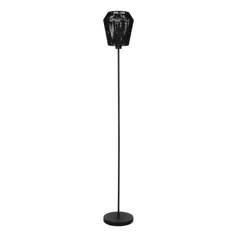 Eglo Floor lamp Persley, floorlamp Living Room, Standing lamp Made of Metal and Woven Paper, Living Room Lighting with Switch, FSC-Certified, E27 Socket