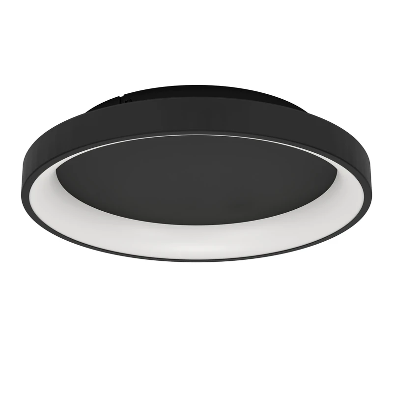 Eglo LED Ceiling Light Fitting Loretello, Round Ceiling lamp, Office Lighting dimmable with Remote Control, Metal and Plastic in Black and White, Warm White-Cold White, Ø 35 cm