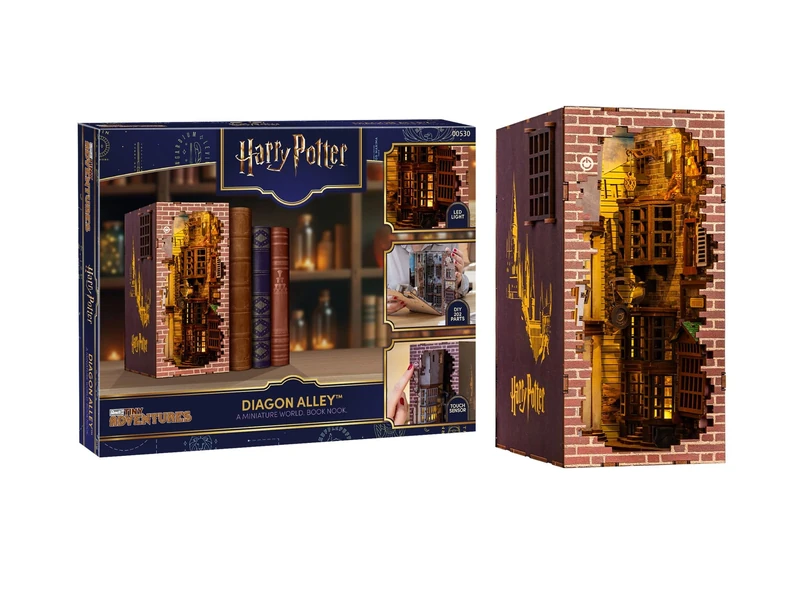 Revell Model Kit Tiny Adventures I Diagon Alley Harry Potter I 3D Miniature House I Book Nook Wooden Bookend I Birth Gift for Fans I Bookend Harry Potter