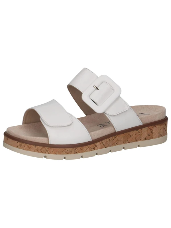 CAPRICE Women's Leather Mules with Buckle, White (White Nappa), 6 UK - Image 1