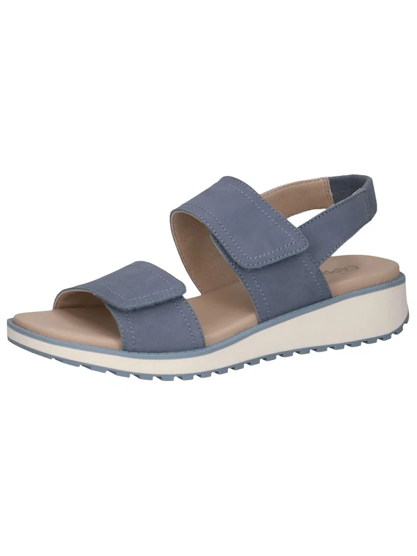 CAPRICE Women Sandals flat Leather Comfortable, Blue (Lt.Blue Suede), 5 UK