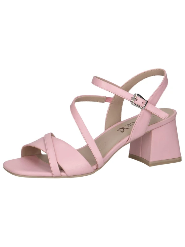 CAPRICE Women's Leather Heeled Sandals Festive, Pink (Rose Perlato), 6.5 UK