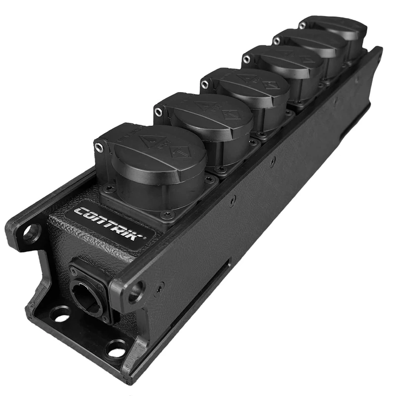 Contrik Power Strip Xtreme Outdoor CPPSF6RD-TT IN: 1x powerCON TRUE1 Out: 6x Schuko and 1x powerCON TRUE1 Power Distributor - Image 1